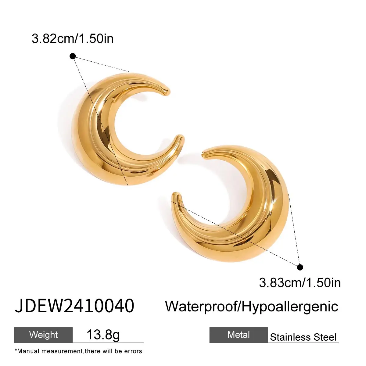 Stainless Steel Moon-Shaped Earrings 7 Stainless Steel Moon-Shaped Earrings - Image 7