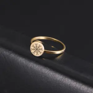Viking Compass Ring in Stainless Steel and Gold 15 Sc67c12a37df746dab3be62c36f611a934
