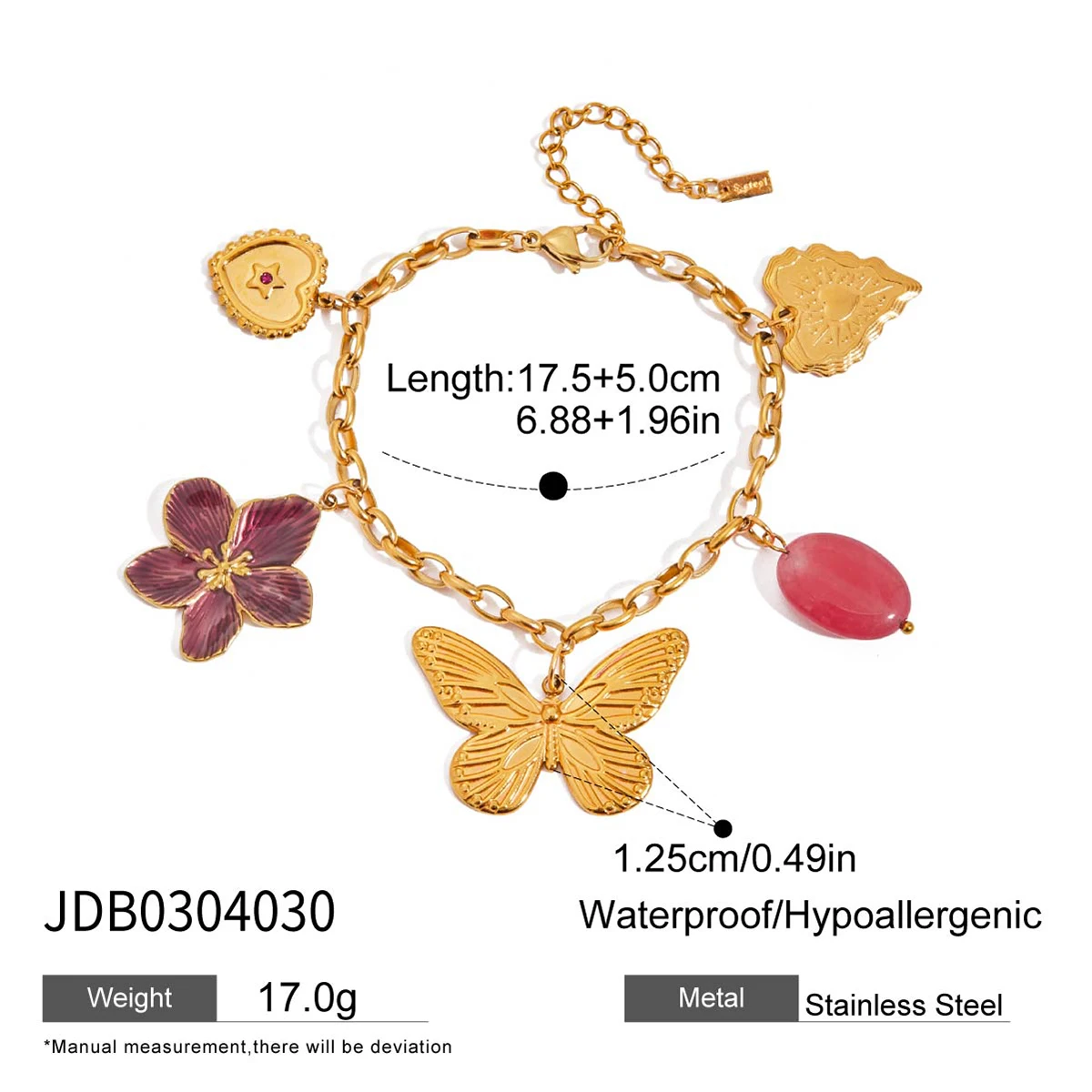 Stainless Steel Butterfly Charm Bracelet 8 Stainless Steel Butterfly Charm Bracelet - Image 8