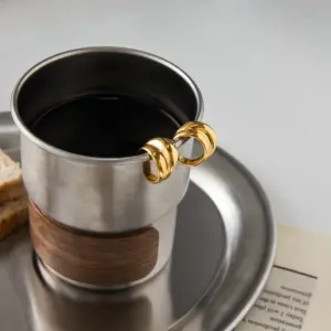 Elegant Stainless Steel Gold Ear Clip Set 12 Sc702ab4f8500410aba87b481827611e6M