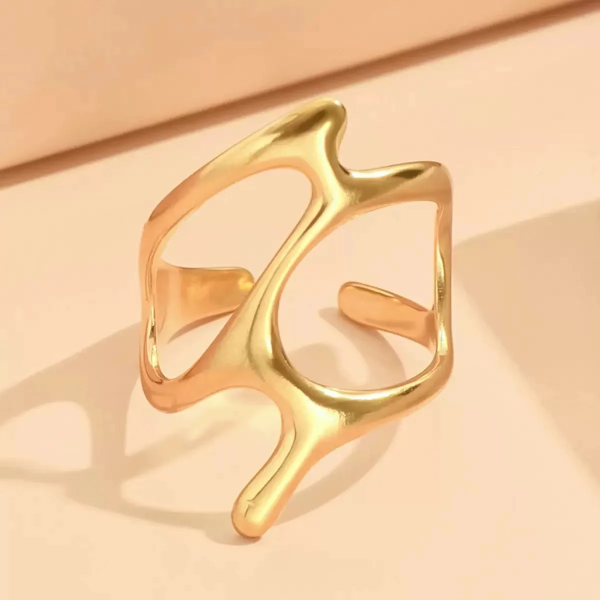 Edgy Hollow Geometric Women's Ring 8 Edgy Hollow Geometric Women's Ring - Image 8