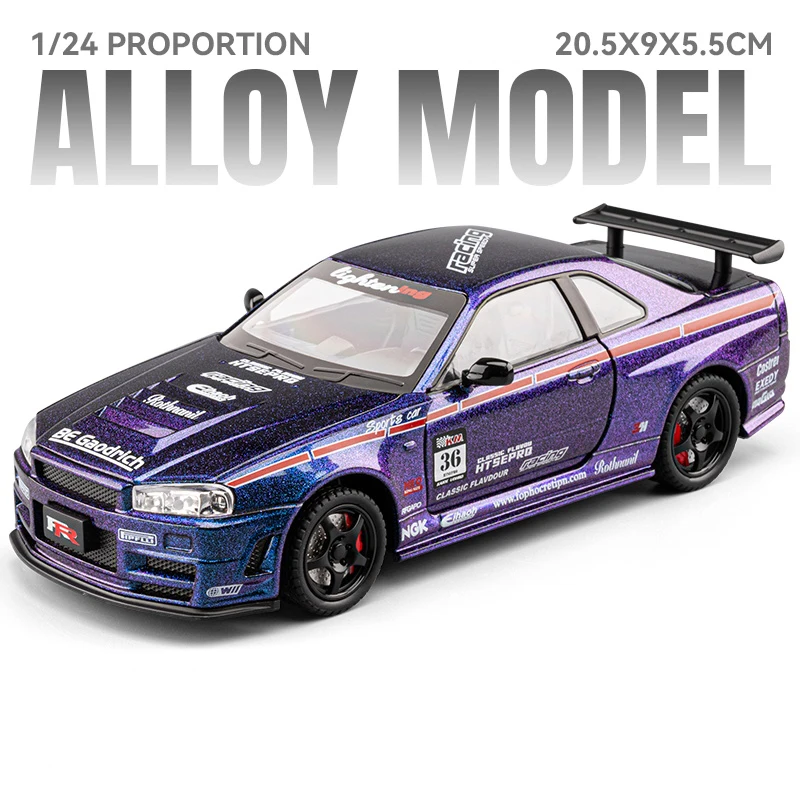 1:24 Nissan GTR R34 Skyline Diecast Model 7 1:24 Nissan GTR R34 Skyline Diecast Model - Image 7