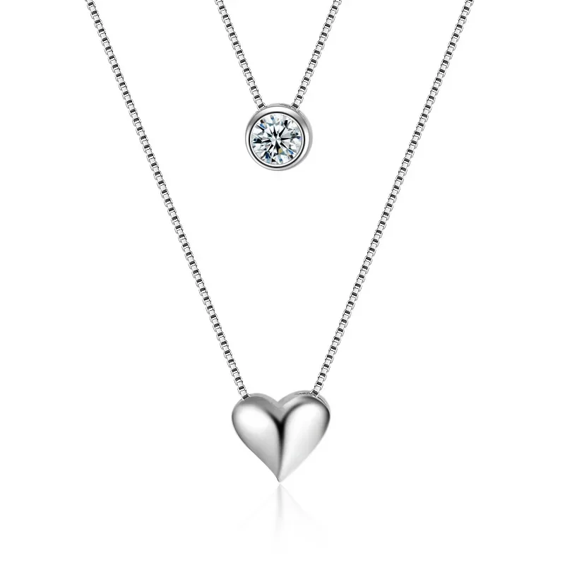 Double-Layer Silver Heart Necklace for Women 6 Double-Layer Silver Heart Necklace for Women - Image 6