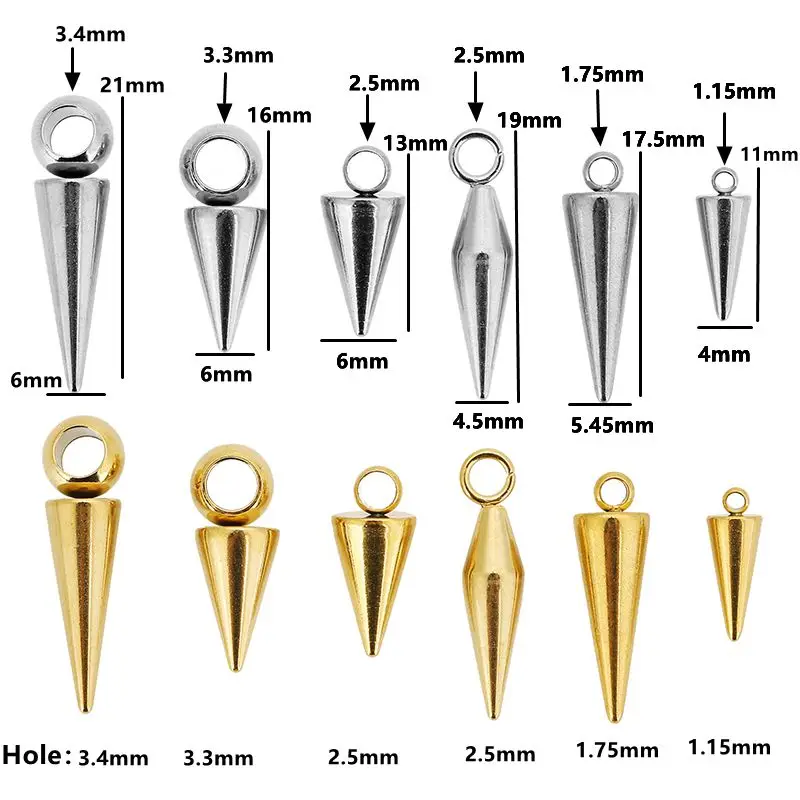 Stainless Steel Cone Charms Set of 10 3 Stainless Steel Cone Charms Set of 10 - Image 3