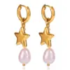 Stainless Steel Star Pearl Earrings