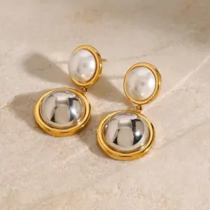 Stainless Steel Pearl and Mirror Earrings 12 Sc8418cc19d444788afde6773a491e092G