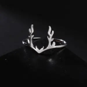 Elegant Elk Antlers Women's Ring in Gold or Steel 12 Sc8468be1d2b54d37b251f53f03d799eby