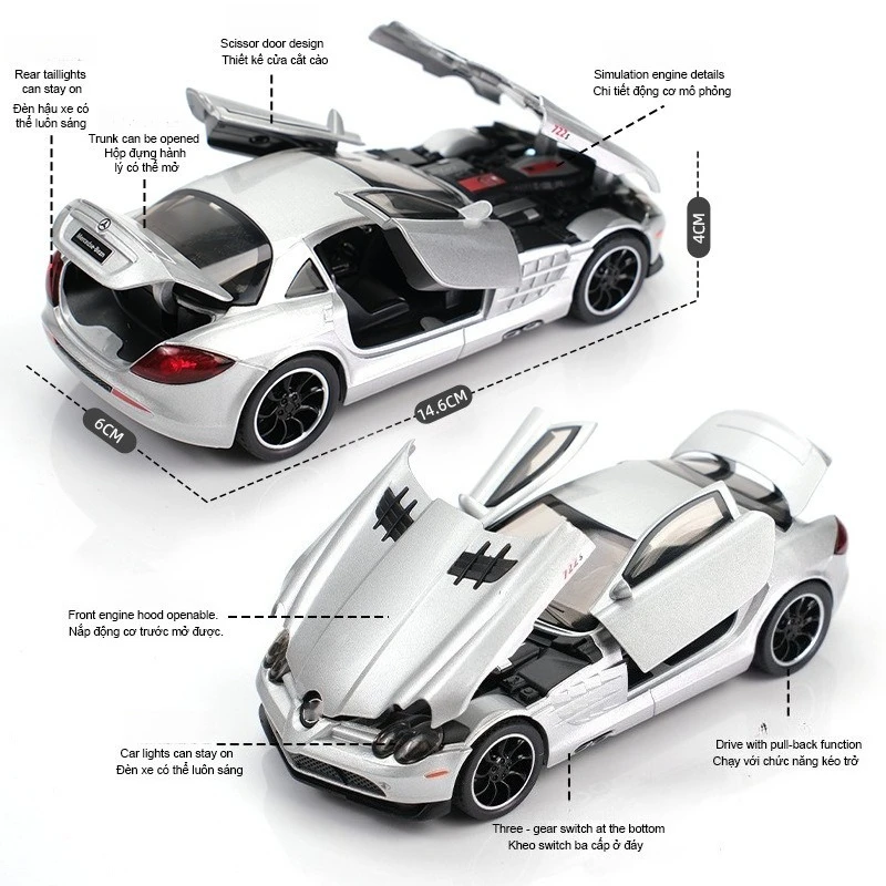 Silver 1:32 Scale Diecast Supercar Model 4 Silver 1:32 Scale Diecast Supercar Model - Image 4
