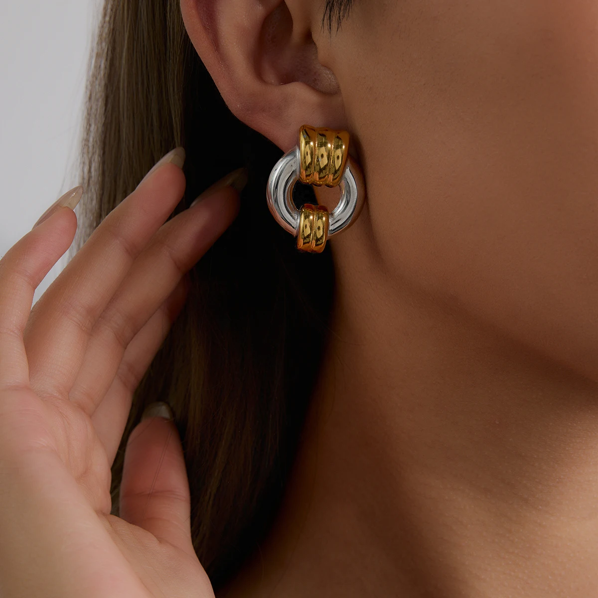 Minimalist Gold Stainless Steel Circular Earrings 2 Minimalist Gold Stainless Steel Circular Earrings - Image 2