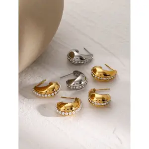 Stainless Steel Gold Earrings with Rhinestones 11 Sc8fe59041ba149ddbe4abfc22b361500p