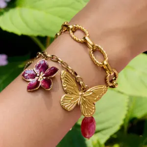 Stainless Steel Butterfly Charm Bracelet 10 Sc937c41faded44b89b4d3986657bcb09u