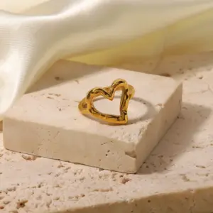 Gold-tone Stainless Steel Heart Ring for Women 10 Sc93a6bee4e8c481dba10b8e3f3363729g