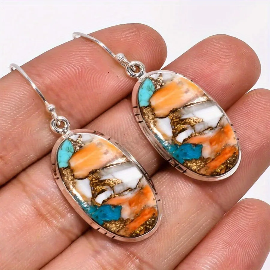 Vintage Inlaid Drop Earrings for Women 2 Vintage Inlaid Drop Earrings for Women - Image 2