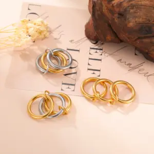 Multi-Layer Stainless Steel Women's Ring with Zircon Accents 15 Sc9bff51f72794b07b09bd69b05cbad674