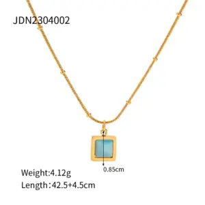 Gold-Tone Stainless Steel Turquoise Necklace 16 Sc9c4b3e7433d4d69b3f6468b92264d5b7