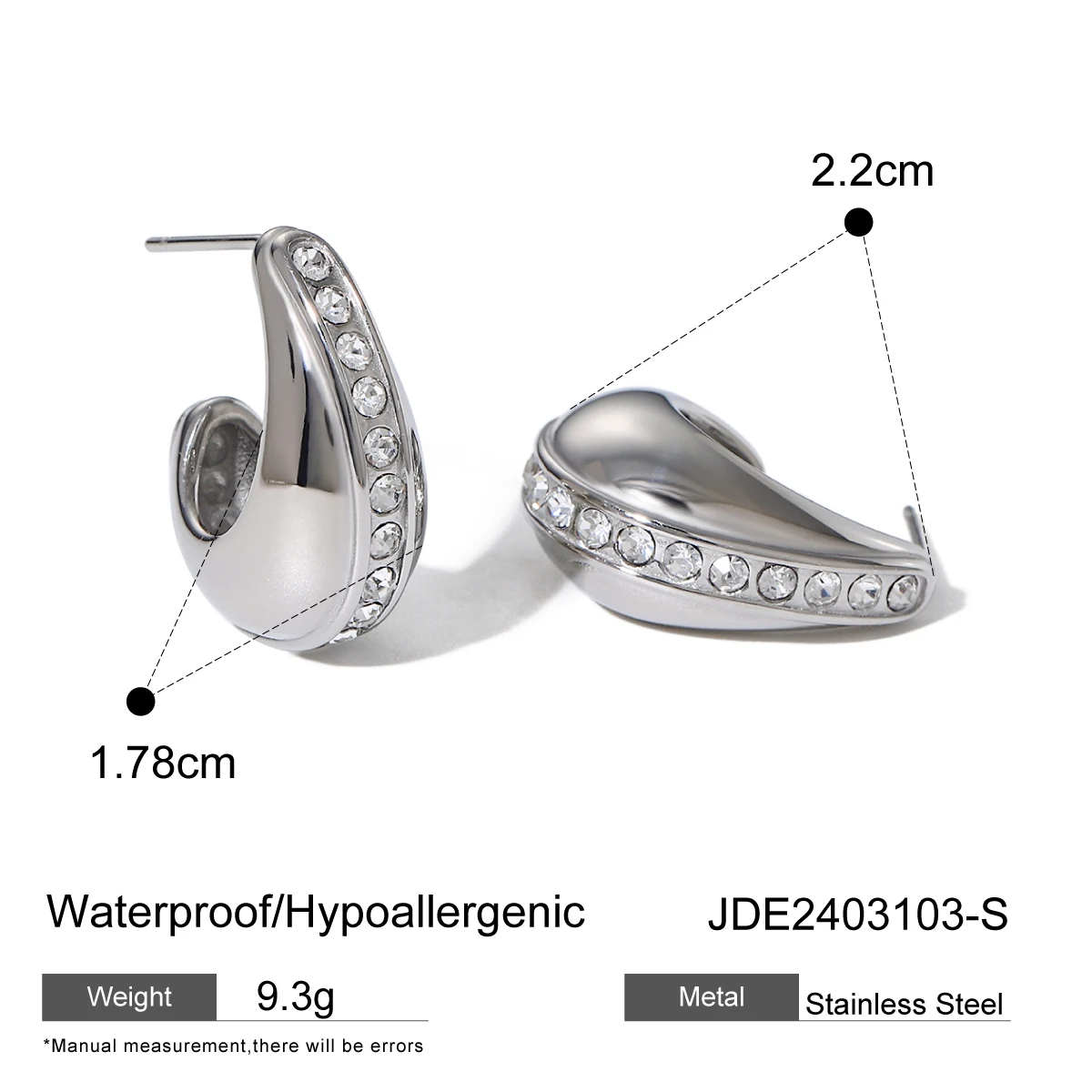 Stainless Steel Gold Earrings with Rhinestones 8 Stainless Steel Gold Earrings with Rhinestones - Image 8