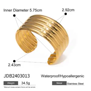Gold Stainless Steel Cuff Bracelet for Women 12 Sca3a7cf398f24b5bb9ab7bcca4babac9l 5