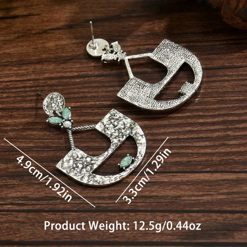 Vintage Green Stone Drop Earrings for Women 2 Vintage Green Stone Drop Earrings for Women - Image 2