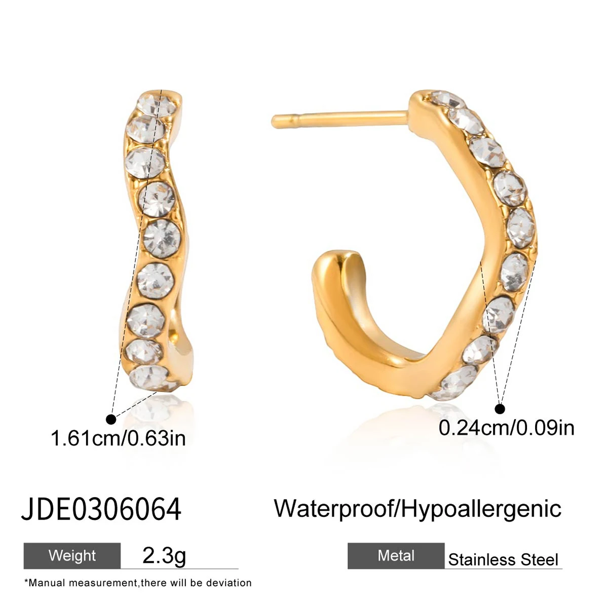 Elegant Stainless Steel Gold Ear Clip Set 8 Elegant Stainless Steel Gold Ear Clip Set - Image 8