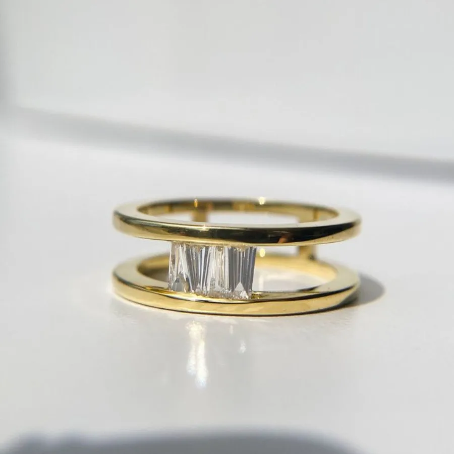 Gold Geometric Zircon Ring for Women 3 Gold Geometric Zircon Ring for Women - Image 3