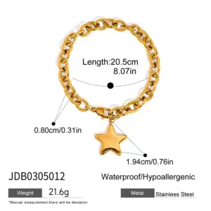 Gold Stainless Steel Star Bracelet JDB0305012 13 Scaa8b539fe474d21ad8fb0d7a62a4461N