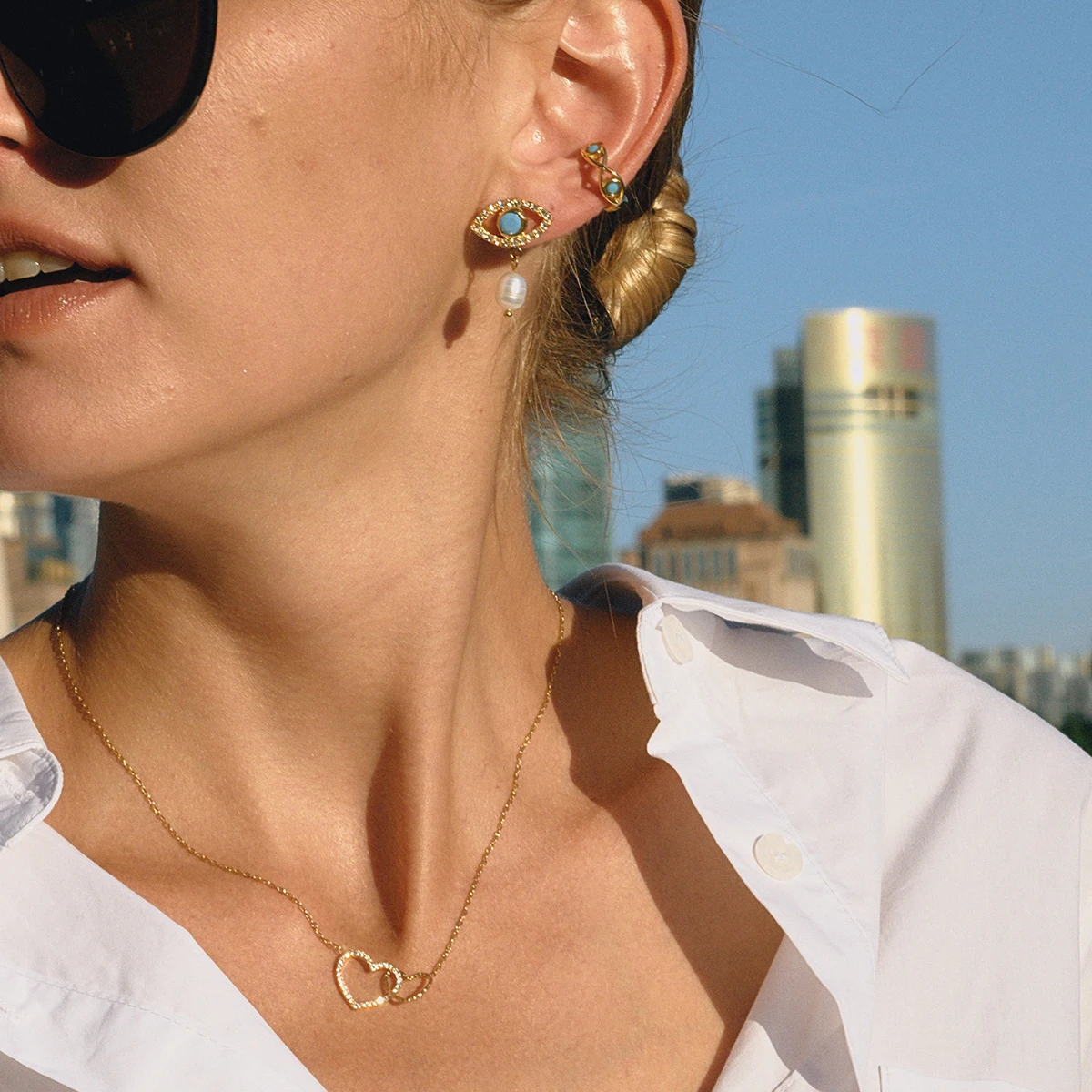 Gold-Tone Stainless Steel Clip Earrings JDE0307070 3 Gold-Tone Stainless Steel Clip Earrings JDE0307070 - Image 3