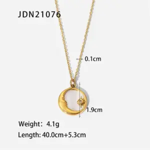 Celestial White Shell Stainless Steel Necklace 15 Scb0d0775543147049a5e2ab9b301850at