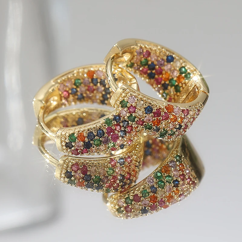 Multicolored Cubic Zirconia Hoop Earrings 5 Multicolored Cubic Zirconia Hoop Earrings - Image 5