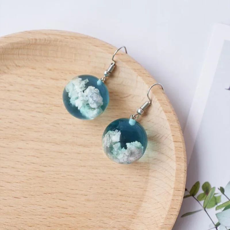 Blue Sky Cloud Pattern Drop Earrings 3 Blue Sky Cloud Pattern Drop Earrings - Image 3