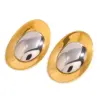 Stainless Steel Oval Earrings with Gold Tone