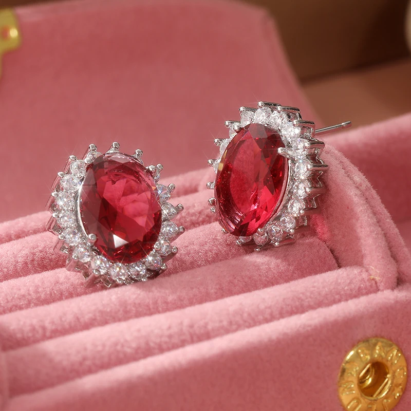 Red and White Cubic Zirconia Earrings 5 Red and White Cubic Zirconia Earrings - Image 5