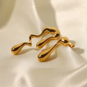 Gold-Tone Stainless Steel Irregular Earrings for Women 11 Scb76300098df44879844f05adb075219a