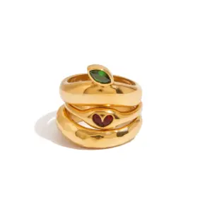 Stainless Steel Unisex Gold Ring Set