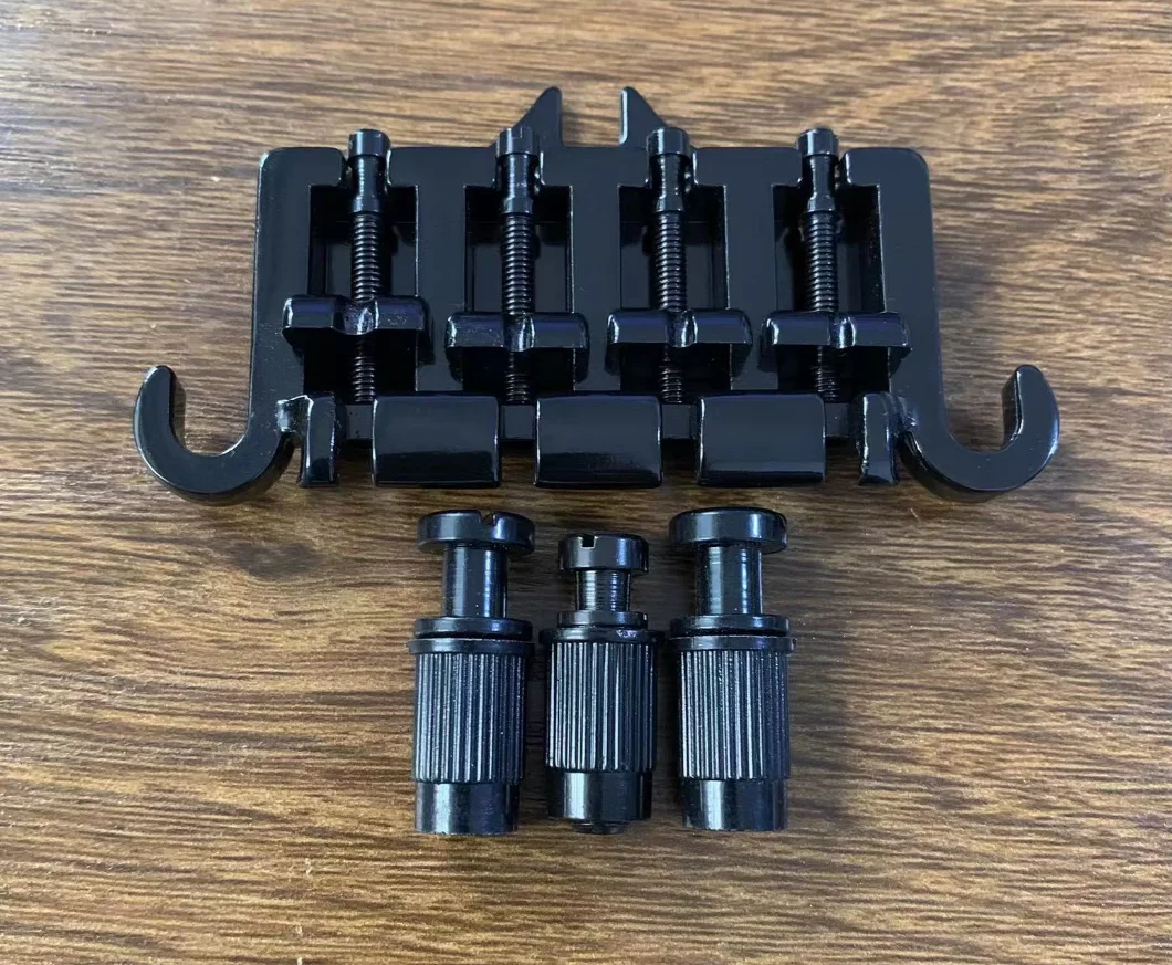 Thunderbird-style 4-String Bass Bridge in Chrome/Black 8 Thunderbird-style 4-String Bass Bridge in Chrome/Black - Image 8