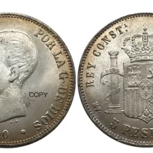 Spain 1890 MP 5 Pesetas Replica Coin 17 Scbb8f0f7ca0a42e58a1c736ea6eead75G