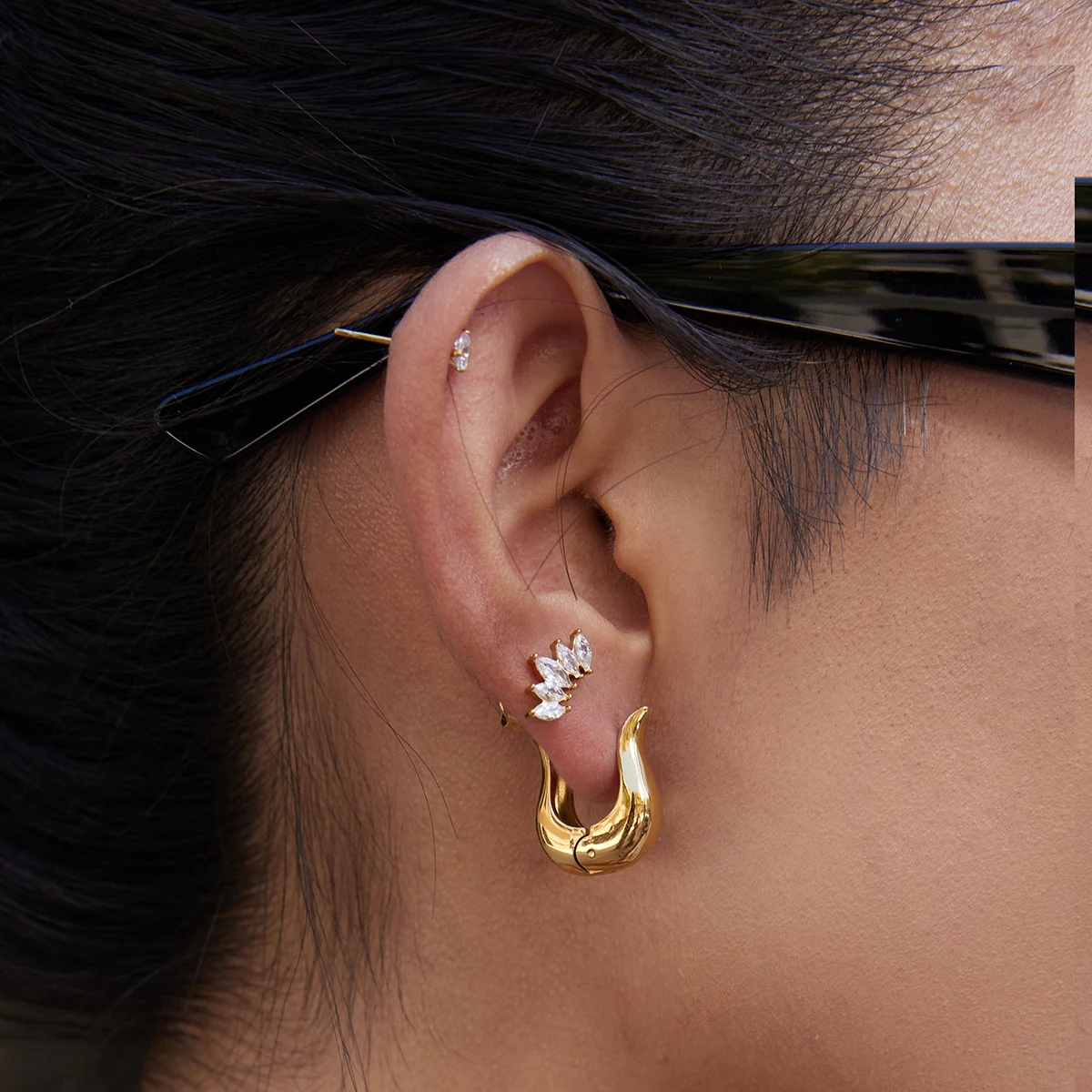 Gold Skeleton Hoop Earrings for Women 3 Gold Skeleton Hoop Earrings for Women - Image 3
