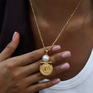 Elegant Stainless Steel Gold-Tone Pearl Necklace 9 Scc683e518b67473096bd34965097082cN