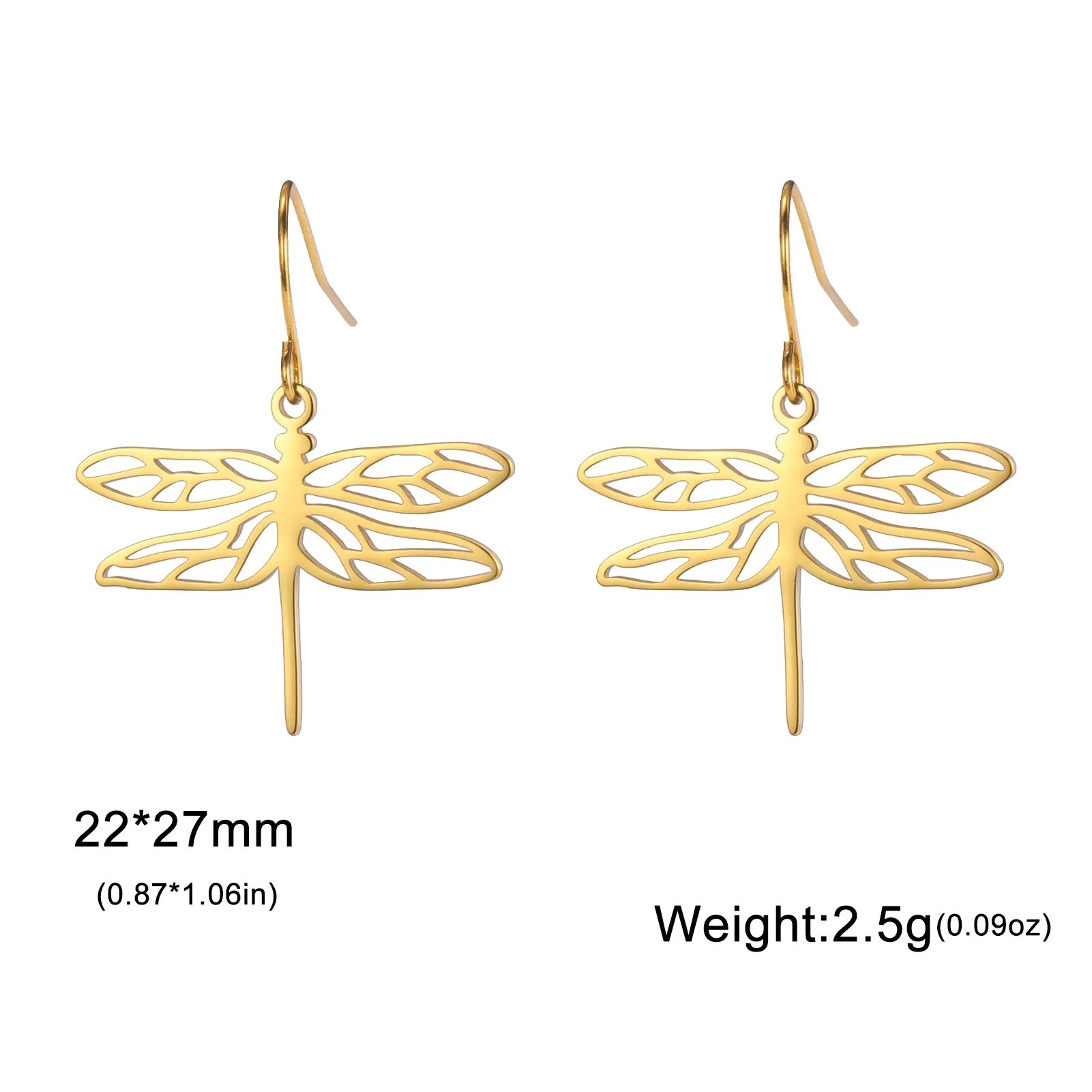 Stainless Steel Gold Dragonfly Earrings for Women 7 Stainless Steel Gold Dragonfly Earrings for Women - Image 7