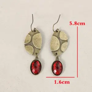Ethnic Bronze Drop Earrings with Red Stone 9 Scc7a5c2bb8d84b3588712ea85c4001bcS