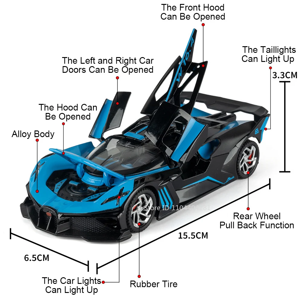 1:32 Scale Alloy Car Model with Lights 3 1:32 Scale Alloy Car Model with Lights - Image 3