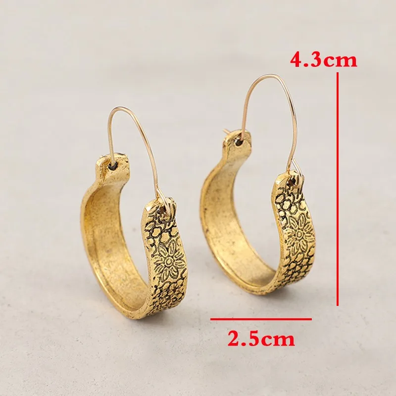 Vintage Gold Drop Earrings with Floral Carvings 3 Vintage Gold Drop Earrings with Floral Carvings - Image 3