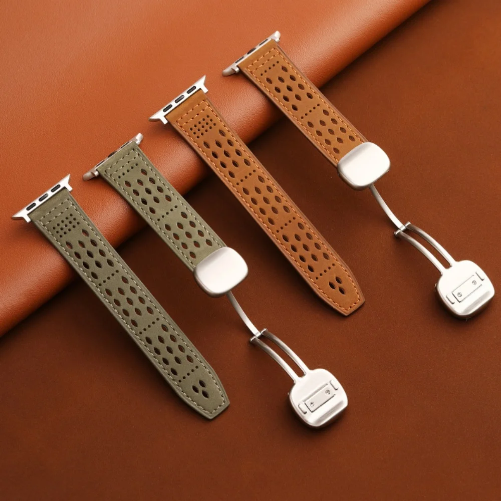 Breathable Leather Strap for Apple Watch Models 3 Breathable Leather Strap for Apple Watch Models - Image 3