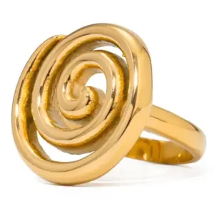 Gold Spiral Stainless Steel Ring for Men