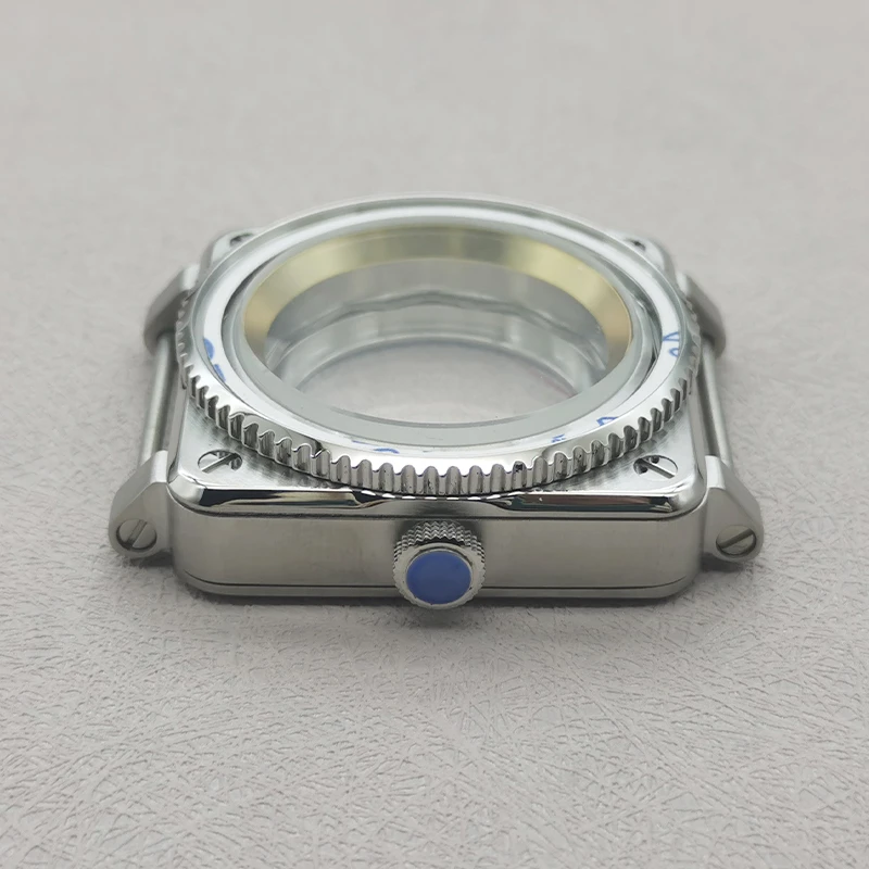 42mm Silver Pilot Watch Case for Automatic Movements 2 42mm Silver Pilot Watch Case for Automatic Movements - Image 2