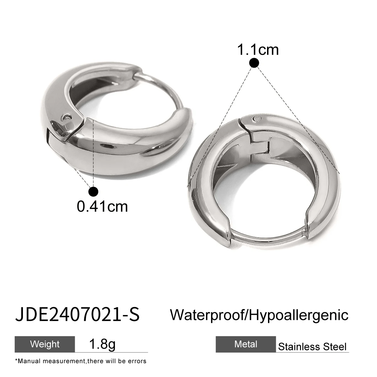 Stainless Steel Hoop Earrings 12mm & 18mm 10 Stainless Steel Hoop Earrings 12mm & 18mm - Image 10