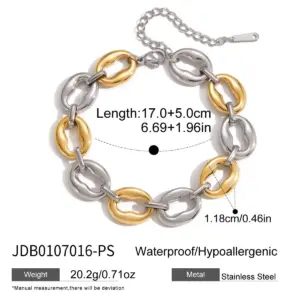 Two-Tone Stainless Steel Women's Chain Bracelet 14 Sce0a14c39c4b4e97b92305c4eb041e4a0