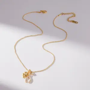 Gold-Tone Stainless Steel Necklace with Charms 11 Sce57dd252f174b7295004ddc00bcee9d6