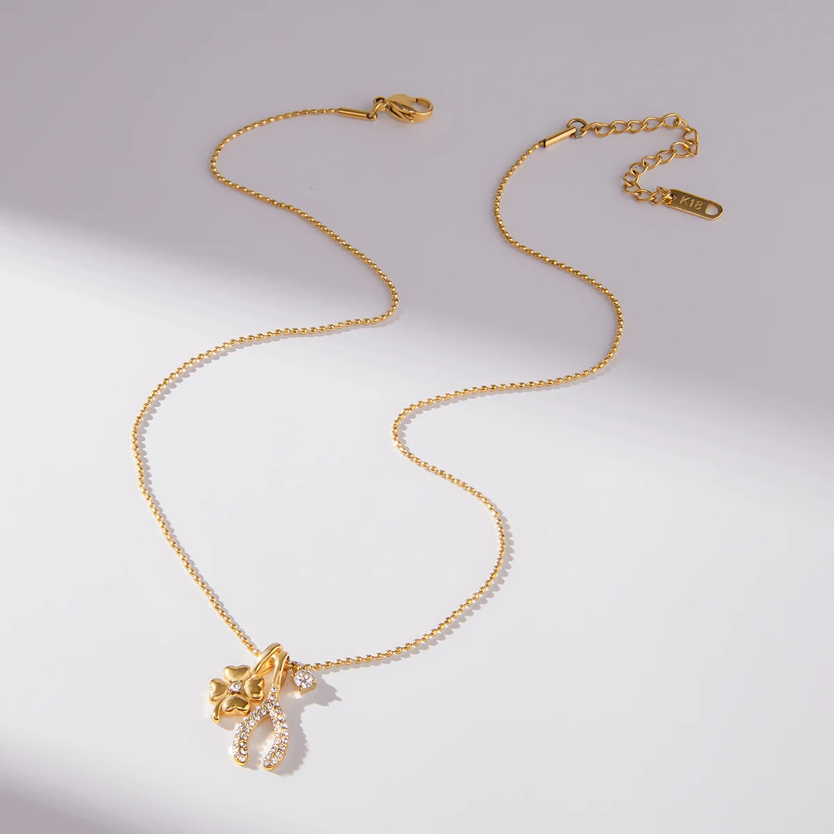 Gold-Tone Stainless Steel Necklace with Charms 5 Gold-Tone Stainless Steel Necklace with Charms - Image 5