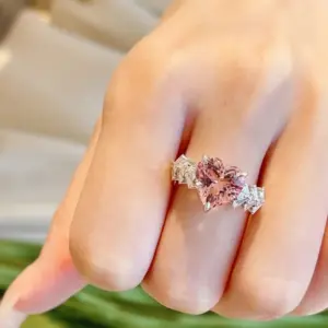 Heart-Shaped Silver Ring with Pink Zircon 11 Sce5f1e615f10403bb96cd40f356b9b6bU