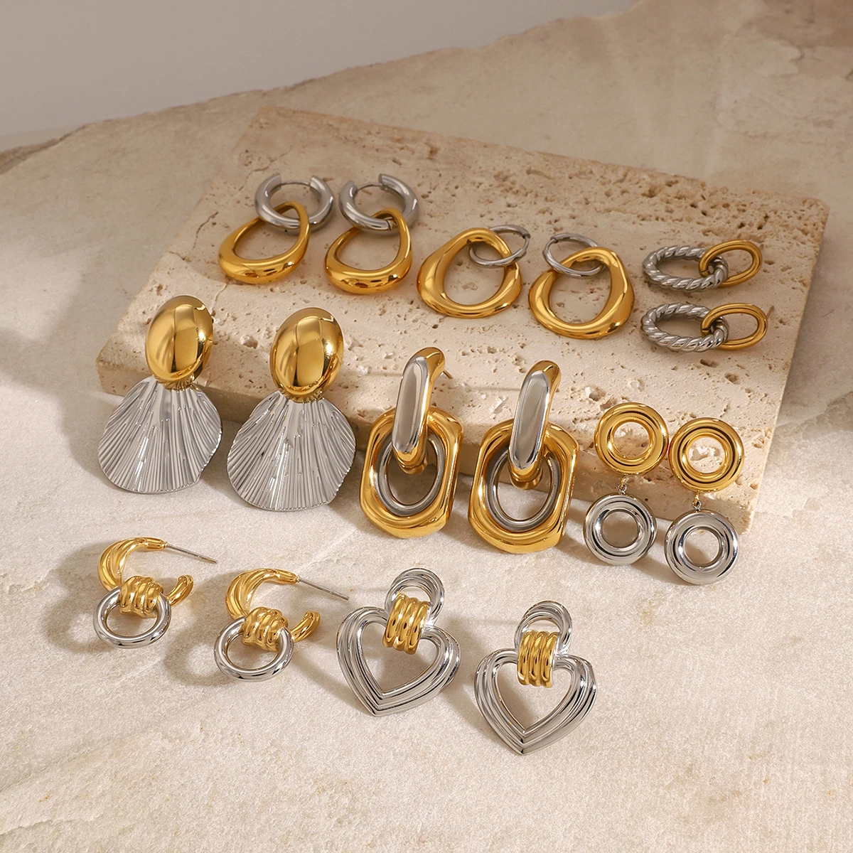 Double Hoop Stainless Steel Earrings Caitlyn 5 Double Hoop Stainless Steel Earrings Caitlyn - Image 5